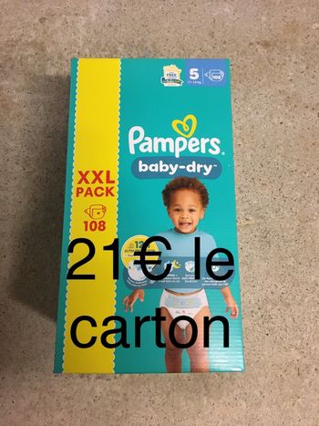Xxl pack 108 couches Pampers baby dry taille 5