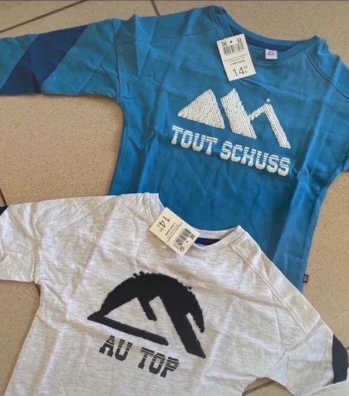 Lot de 2 tee shirts T-shirt Okaidi 2 ans au top et too schuss sequins Neufs - photo numéro 2