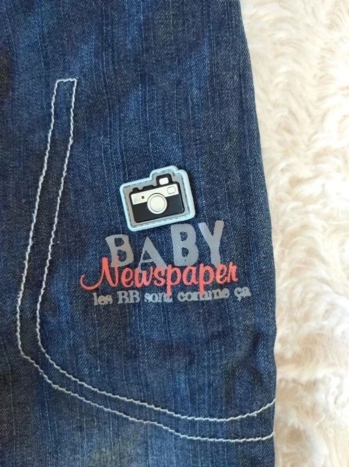 Pantalon doublé style jeans Garçon 6 mois Les enfants sont comme ça "Baby newspaper" - photo numéro 5