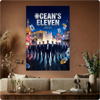 Affiche film "Ocean’s Eleven" poster casino braquage Las Vegas déco murale A3 Sans cadre