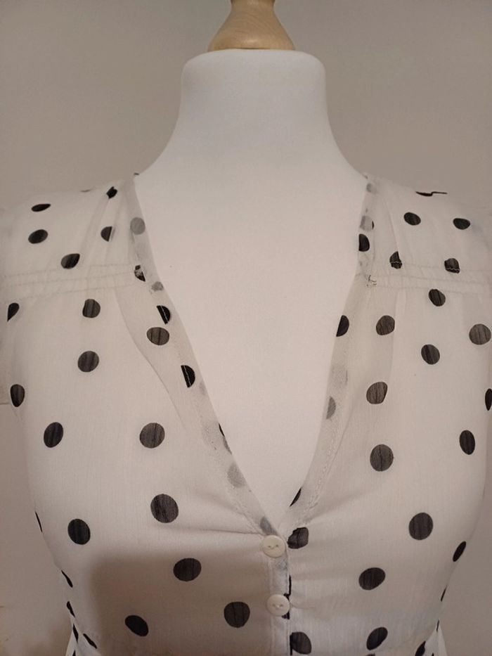 Tunique blanche à pois noirs Leslly taille L 40 - photo numéro 2