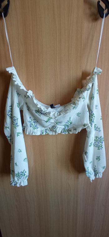 Crop top blanc épaules nues H&M taille 36/S