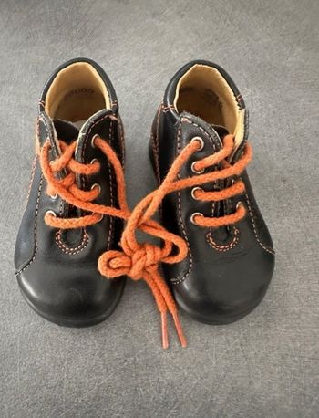Chaussures en cuir véritable marron noir et orange Little Mary Baby T18