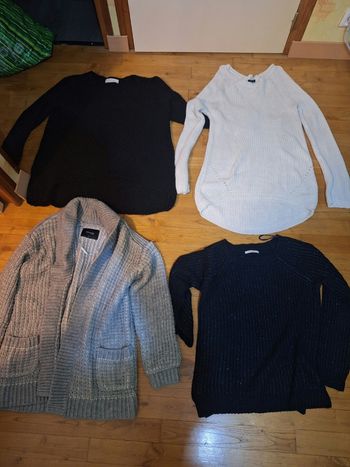 Lot 3 pulls et un gilet long femme taille L