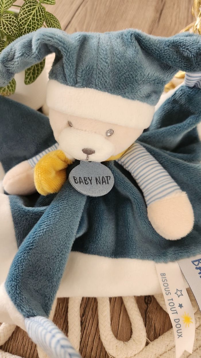 Doudou Lange Ours Baby Nat Turquoise Beige - photo numéro 6