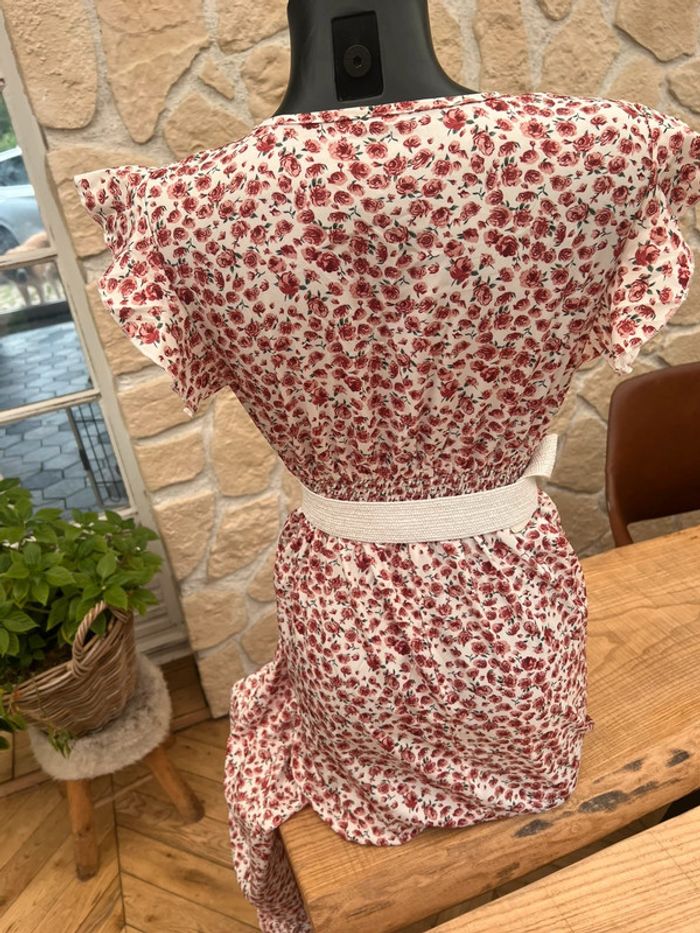 Robe longue taille M 38 shein à fleurs été blanche bordeaux - photo numéro 2