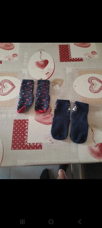 Lot de 2 paires de chaussons chaussettes anti dérapent