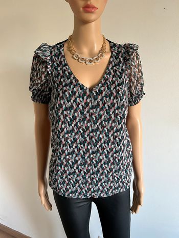 Blouse noire et imprimée Naf Naf taille XS jamais portée