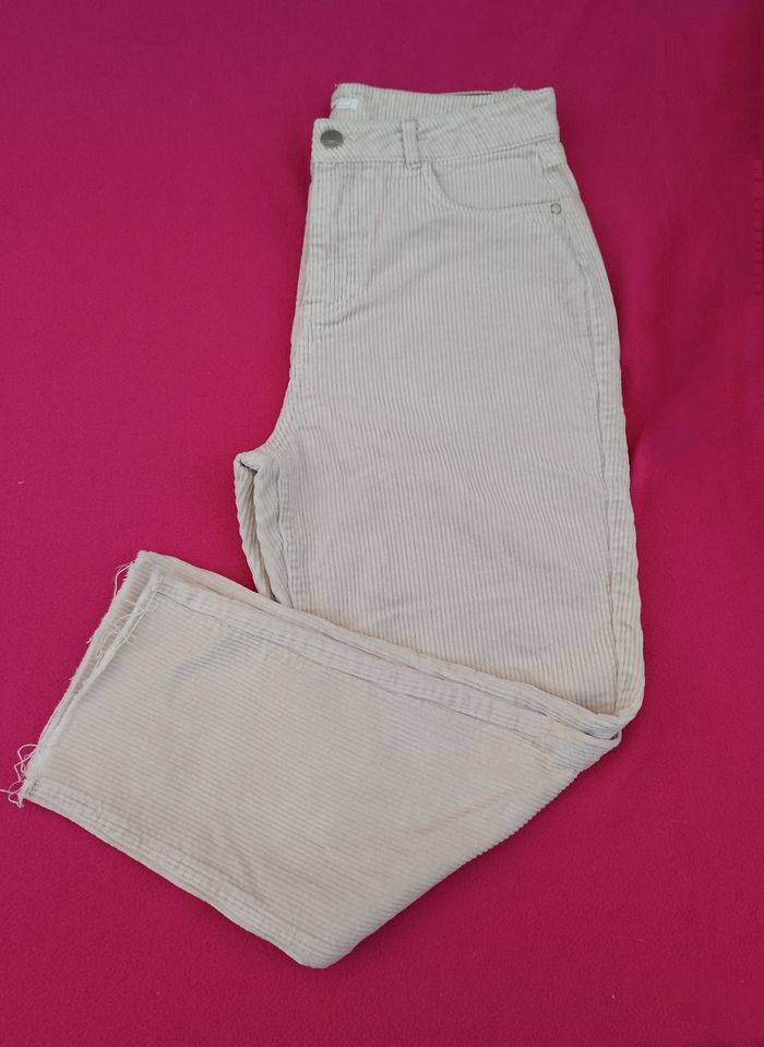 Pantalon large en velours côtelé beige Bizbee T38
