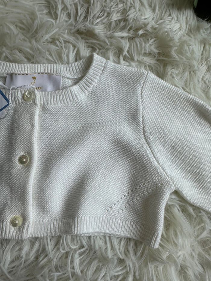 Cardigan bébé fille cérémonie blanc Jacadi taille 6 mois - photo numéro 3