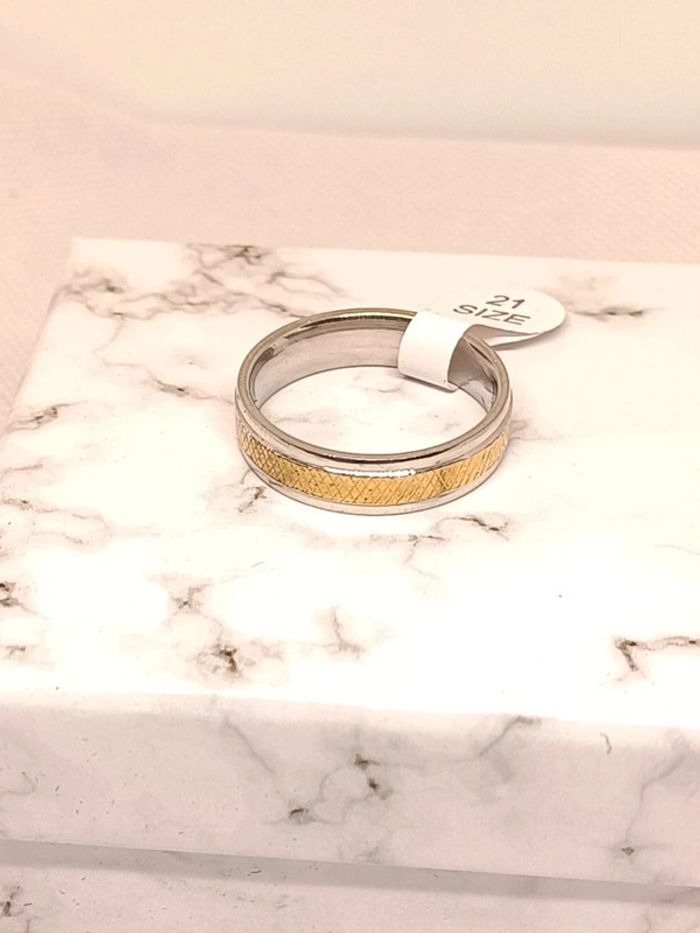Bague bicolore acier type alliance - photo numéro 3