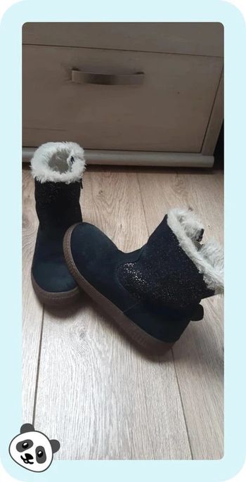 Chaussures bottes fourrées okaidi bleues pailletées pointure 35 en très bon état