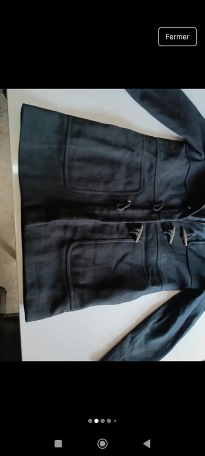 Blouson manteau duffle-coat femme Naf Naf taille 34 à capuche 80%de laine - photo numéro 2