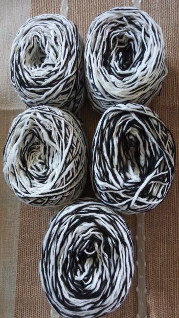 Lot de 5 Pelotes Fantaisie Noir et Blanc (430g)
