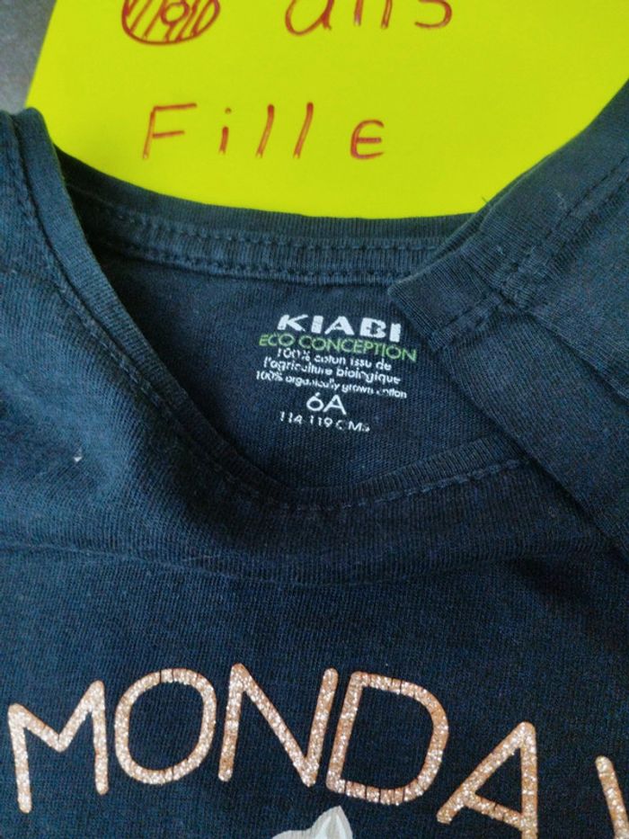 Tee-shirt manches longues 6 ans fille Kiabi eco conception bleu marine - photo numéro 3