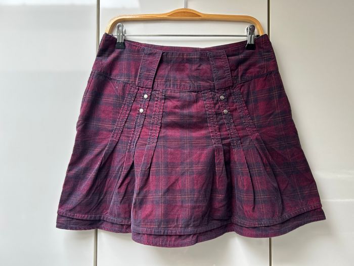 Jupe bordeaux à carreaux Camaïeu - Taille 38 - photo numéro 3