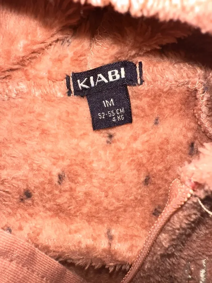 Pyjama grenouillère velours / sur pyjama velours Bunny 1 mois Kiabi - photo numéro 2