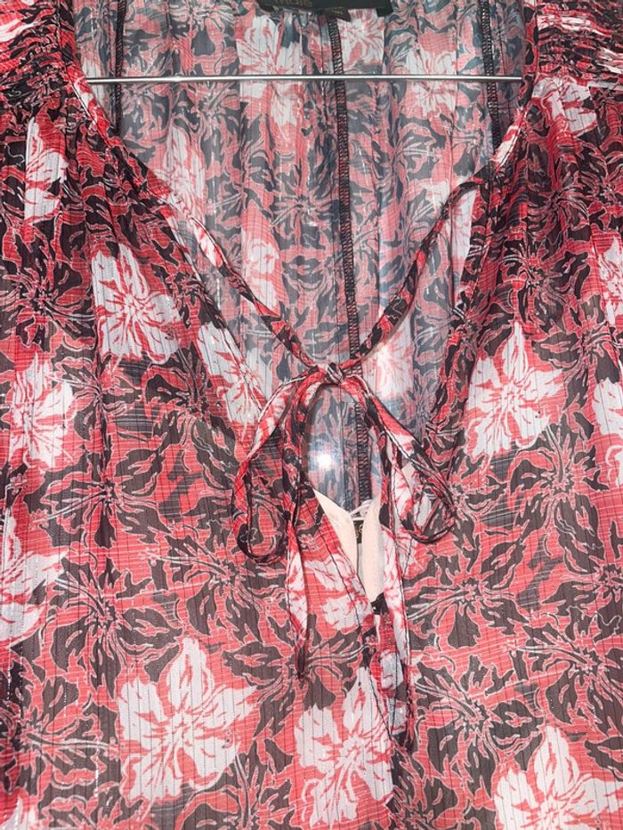 Robe Maje imprimé fleurs rouge - photo numéro 9