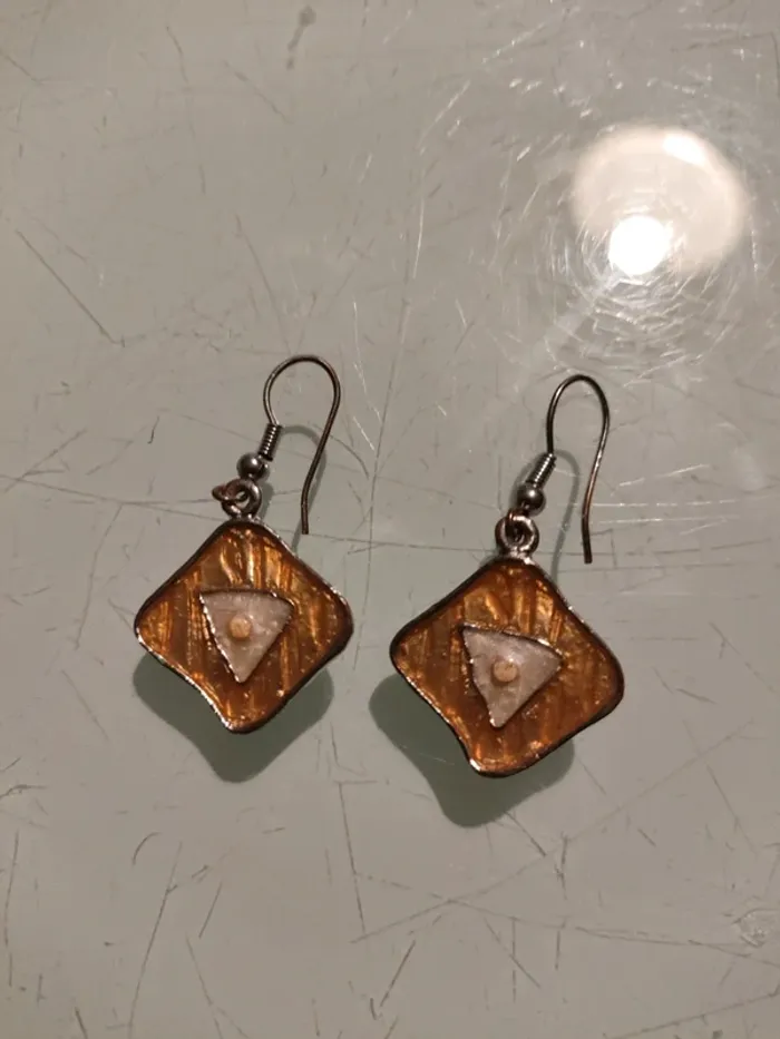 Boucles d’oreilles carrées orange - photo numéro 3