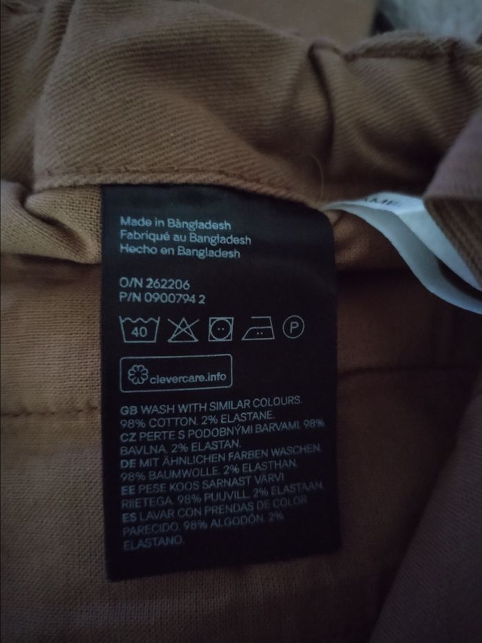Pantalon élégant straight Fit Camel "H&M" taille réglable 98% coton - photo numéro 10