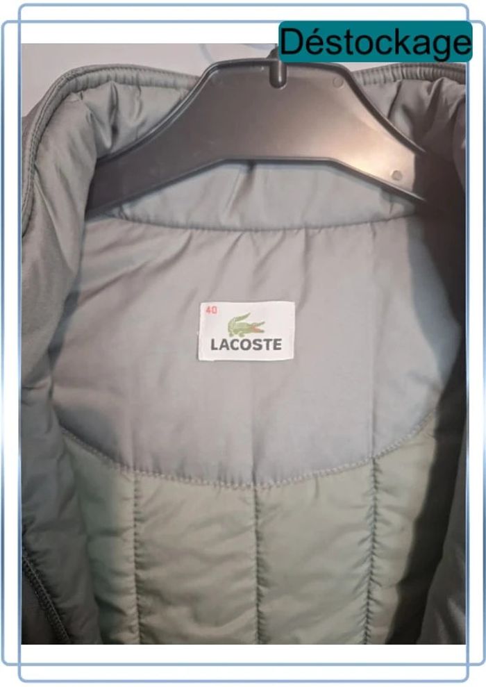 Doudoune Lacoste grise femme taille M - logo brodé - photo numéro 7