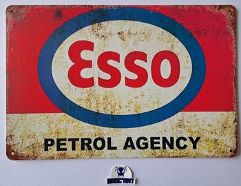 Plaque métallique déco Esso "petrol agency"