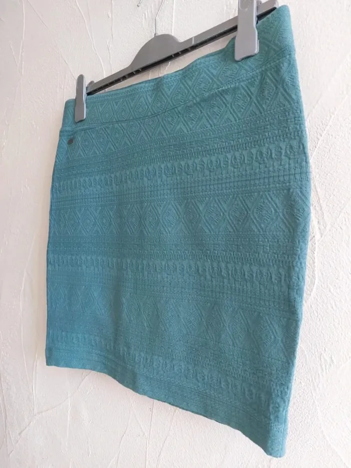 Jupe texturée bleu émeraude Taille M - photo numéro 3