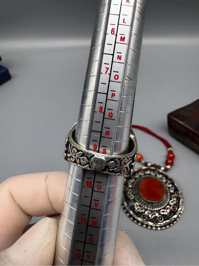 Collier, boucles d’oreilles, bague vintage en racine de corneille, collier afghan kochi - photo numéro 6