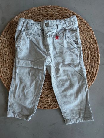 Pantalon garçon 12 mois Tex gris clair détail étoile rouge