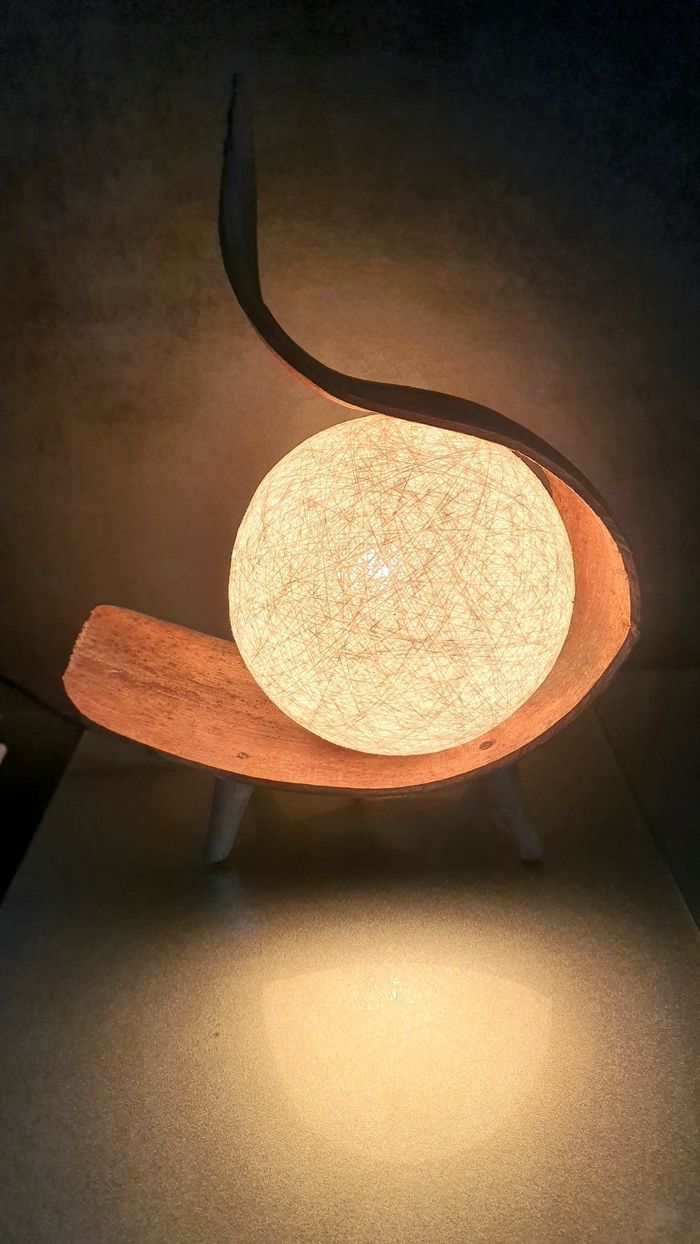 Lampe feuille artisanale noix de coco - photo numéro 2