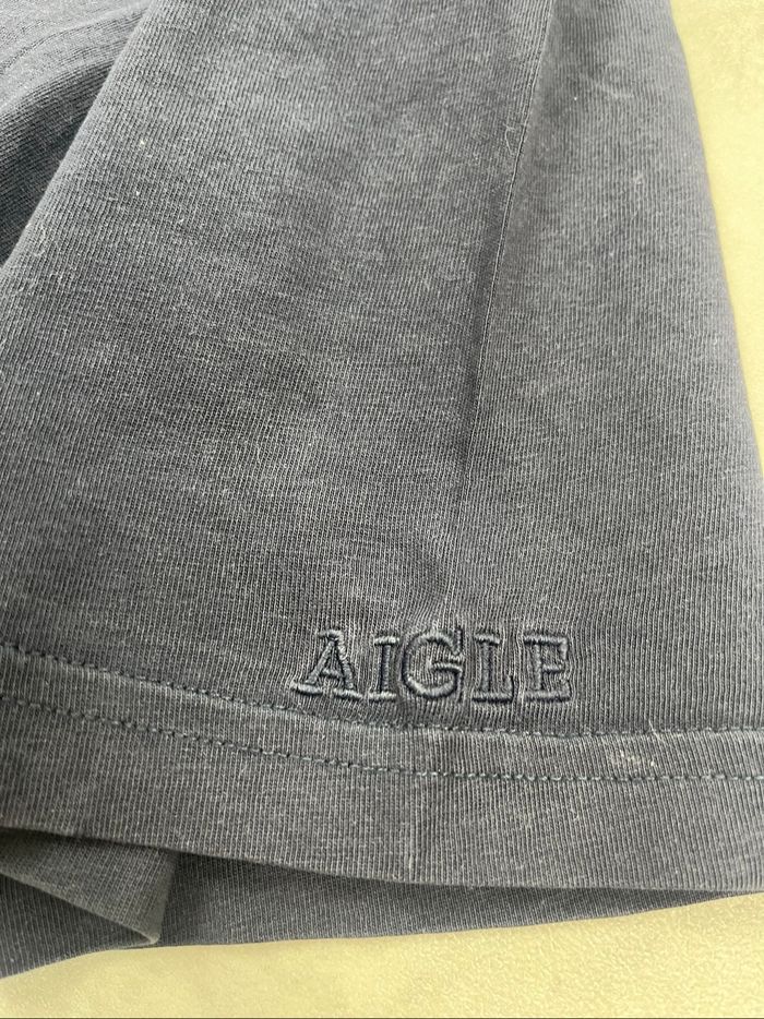 T-shirt Aigle uni bleu à col rond - photo numéro 5