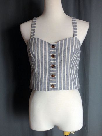 Top court rayé en lin Topshop