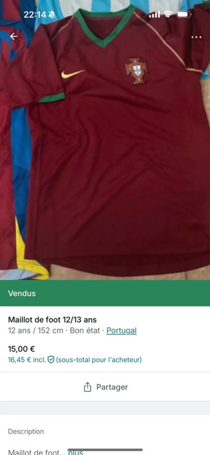 Lot de 3 maillots foot 12/13 ans - photo numéro 2