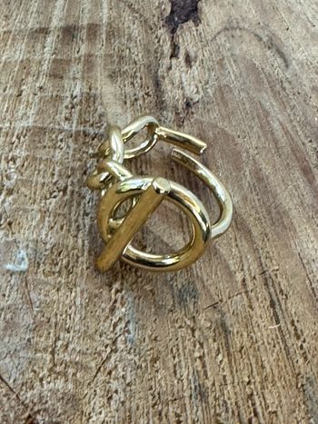 Bague mi jonc mi chaîne épaisse cercle tige traversante acier inoxydable or