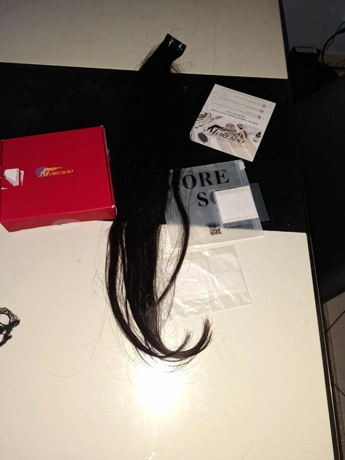 Extensions de cheveux noir Adhésif 60cm - photo numéro 8