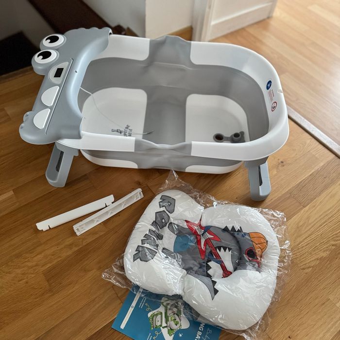 Baigneur pliable bébé avec coussins de bain et thermomètre - photo numéro 5