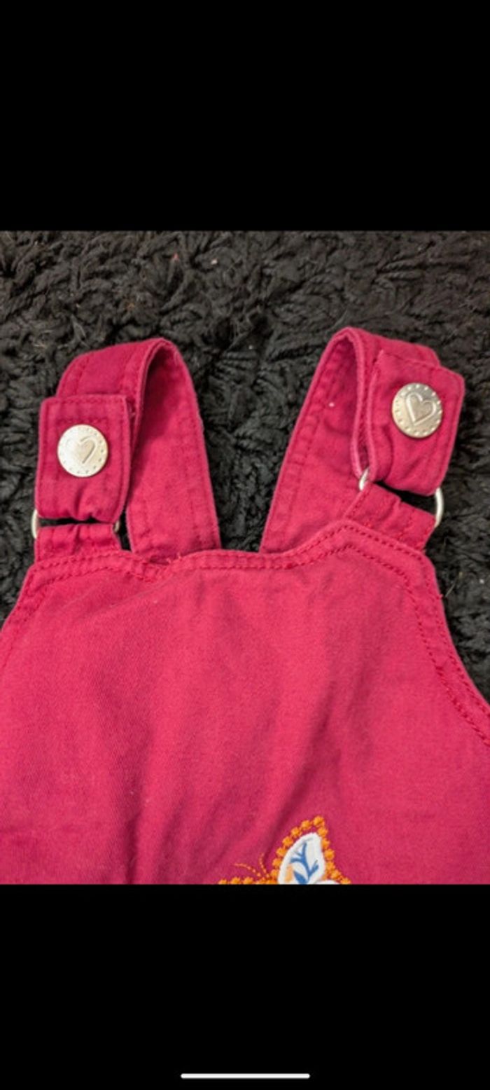 Lot robe salopettes jaune moutarde, rouge rose  12m - photo numéro 5