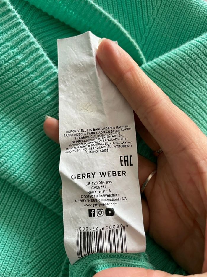 Pull à manches longues vert clair col rond 100% coton Gerry Weber taille 40 - photo numéro 6