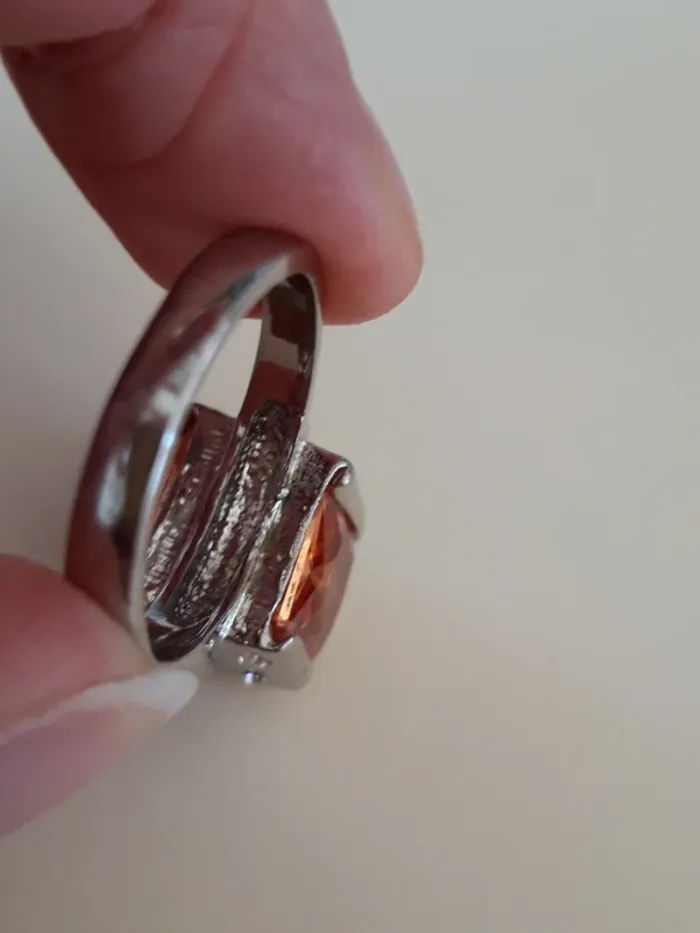 Bague fantaisie pierre ambrée taille 60 - photo numéro 6