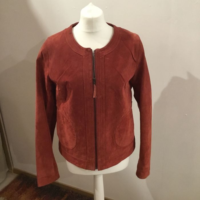 Blouson femme en daim rose foncé