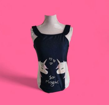Maillot de bain 1 pièce marine paillettes licorne taille 12 ans