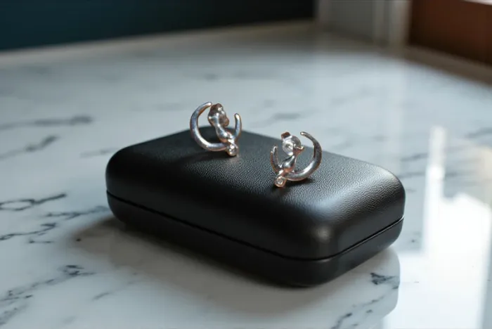 Boucles d’oreilles chats sur lune – Acier inoxydable - photo numéro 3