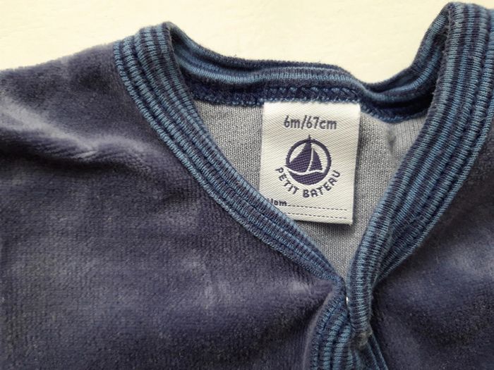 Grenouillère Petit Bateau bleu marine douce, 6mois 67cm. - photo numéro 3