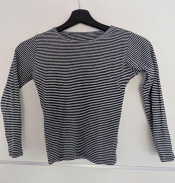 T-shirt rayé bleu marine et gris La Redoute 6/8 ans