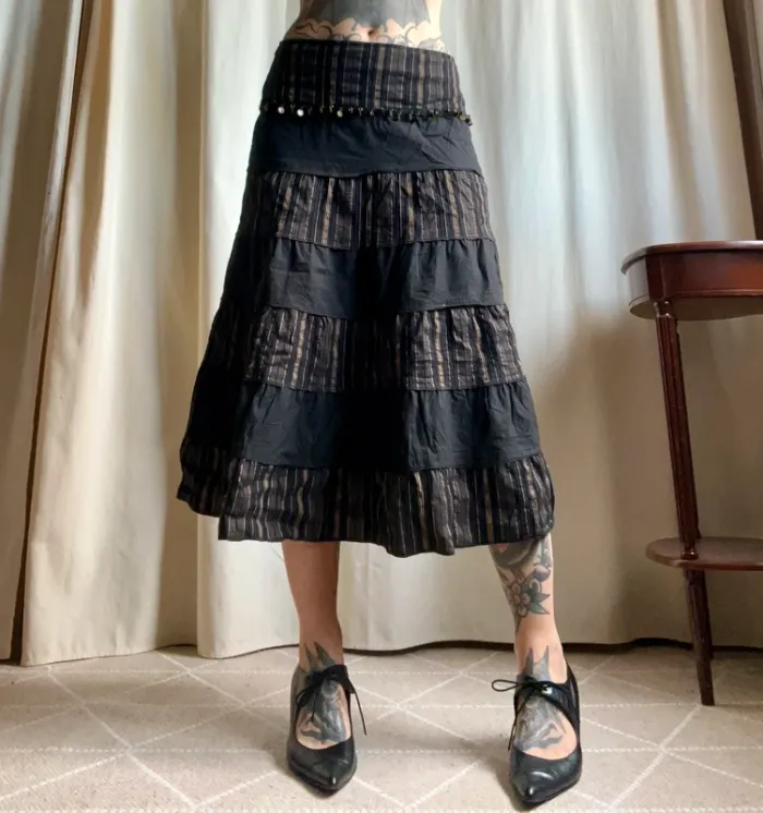 Jupe longue Bohemian Gipsy Whimsigoth Witch vintage made in France 🇫🇷 90s - Taille M - photo numéro 4