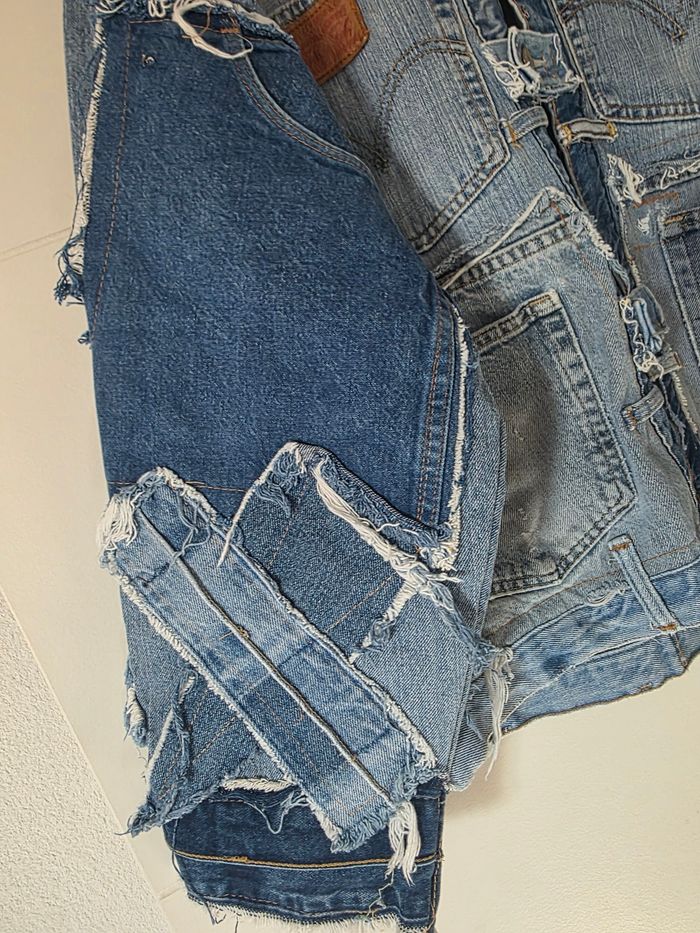 Veste en jeans custom y2k handmade denim inserts - photo numéro 7