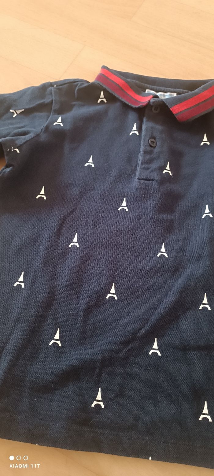 T-shirt polo garçon taille 6 ans imprimer Tour Eiffel - photo numéro 2