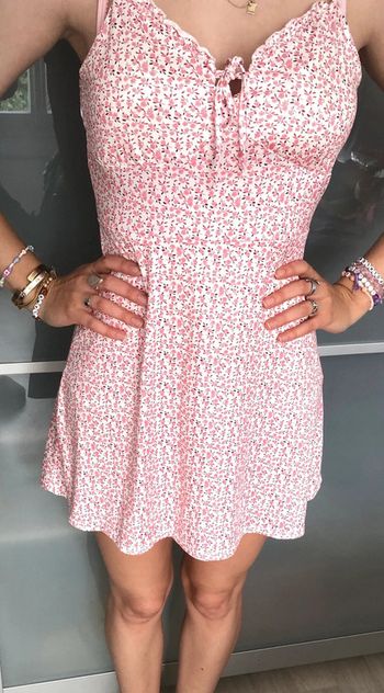 Robe fines bretelles imprimé floral rose acets taille 38