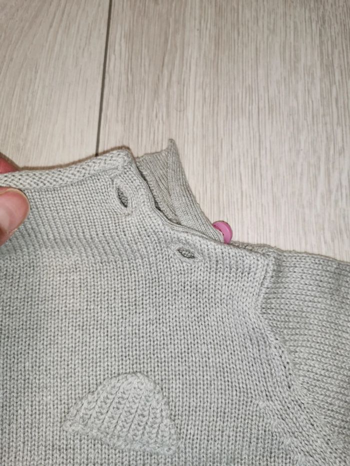 Pull ESPRIT fille 9 mois gris et rose - photo numéro 3