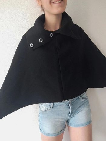 Manteau cape poncho épais noir boutons - 34/XS au 40/L